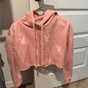 PLAYBOY Pink Cowl Neck Sweater with Bunny Design